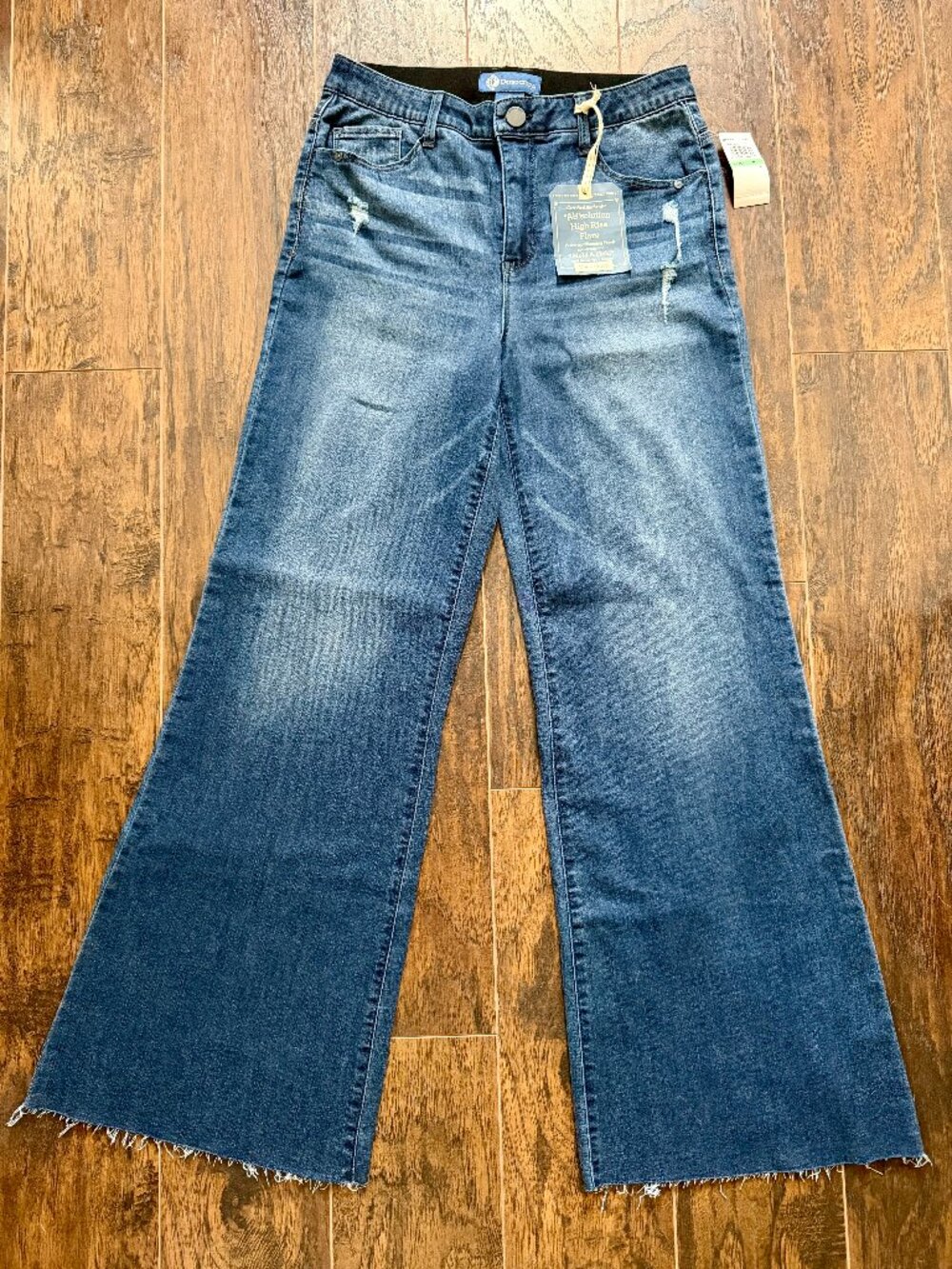 NWT Democracy Absolution High Rise Flare Jeans Size 8 Raw Hem